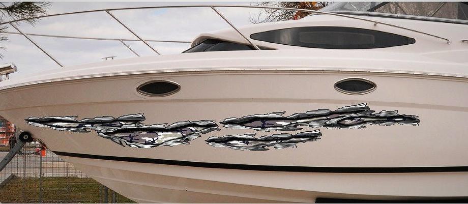 camo tears decal stripes on boat